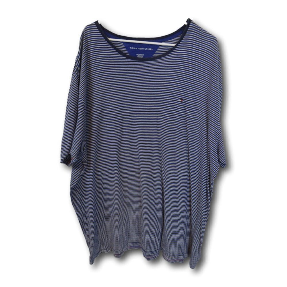 Tommy Hilfiger Mens Blue & White Striped T-Shirt Size: 2XL